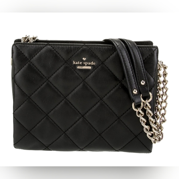 Kate Spade Black Quilted Crossbody Bag Gold Chain - Picture 2 of 6